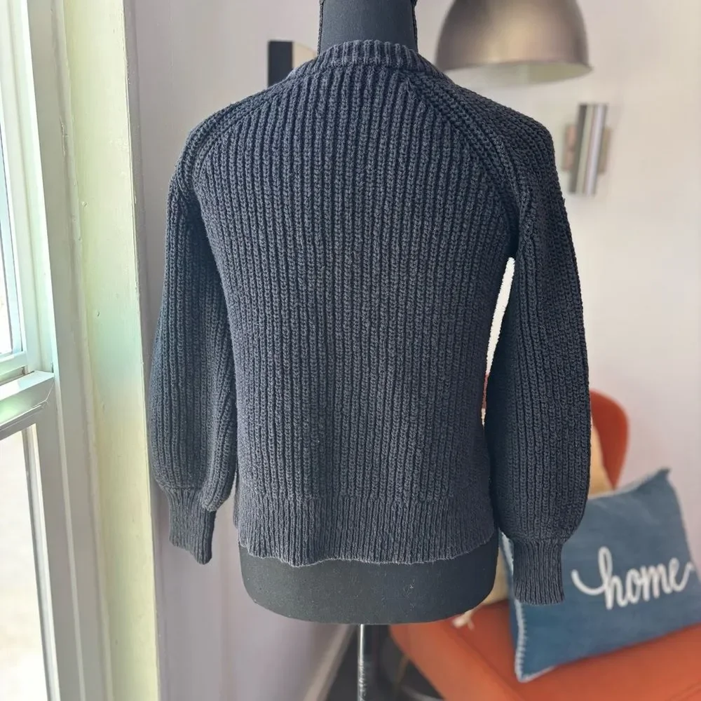 MADEWELL Balloon Sleeve Pullover Crew Neck Chunky Knit Sweater Top XS